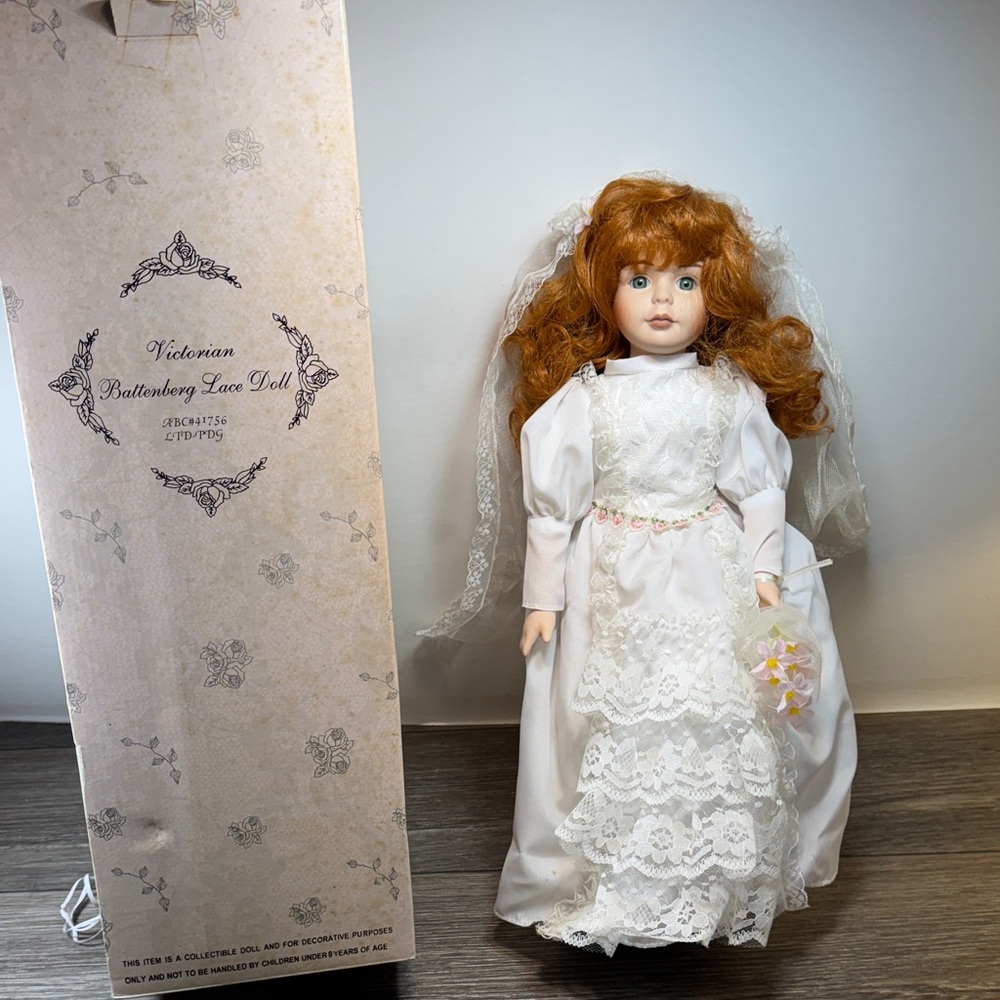 Vintage Victorian Lace Doll with Red Hair